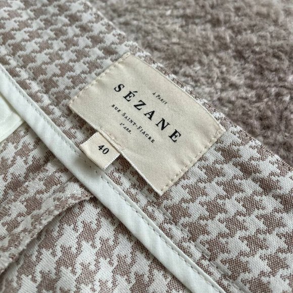 New Sezane Clara houndstooth cropped ankle straight leg high rise trouser pants - Picture 14 of 15